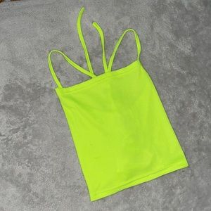 Neon green top with a lace on the back